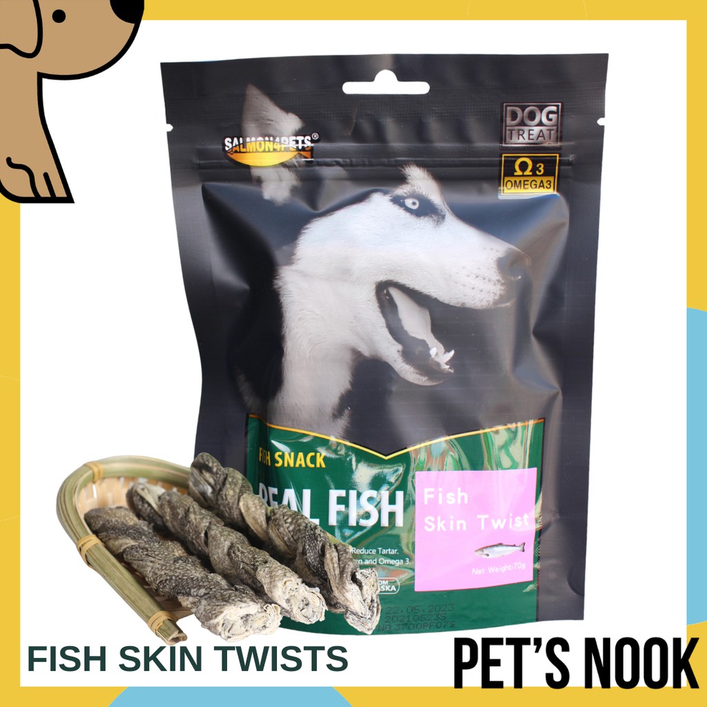 WIld Fish Skin Treats for Dogs by Salmon4Pets Wild Fish Skin Twist