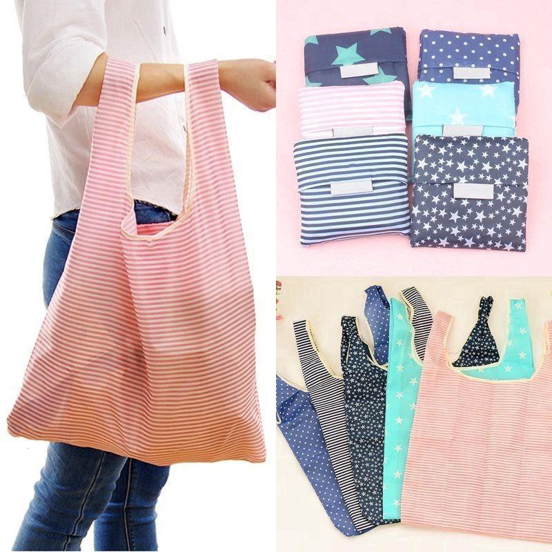 COD Floral Printed Oxford Cloth lady Foldable Recycle Bag Reusable Tote