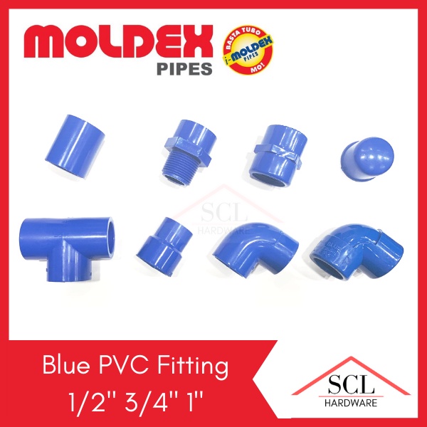 Moldex PVC Blue Fittings 1/2" to 1" (Coupling, Elbow, Tee, Threaded