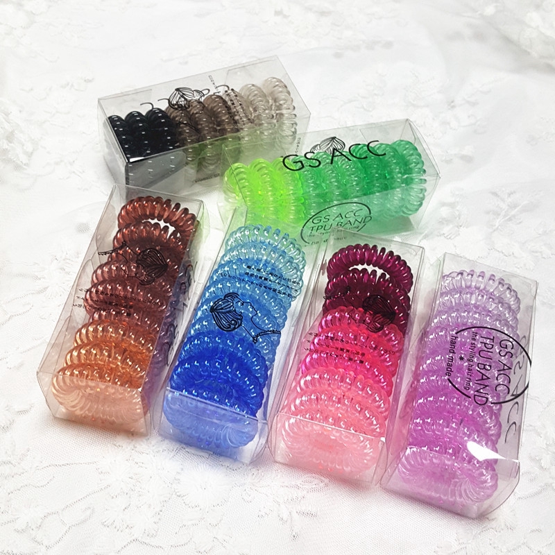 9pcs Plastic Hair Ties Spiral Hair Ties No Crease Coil Hair Tie