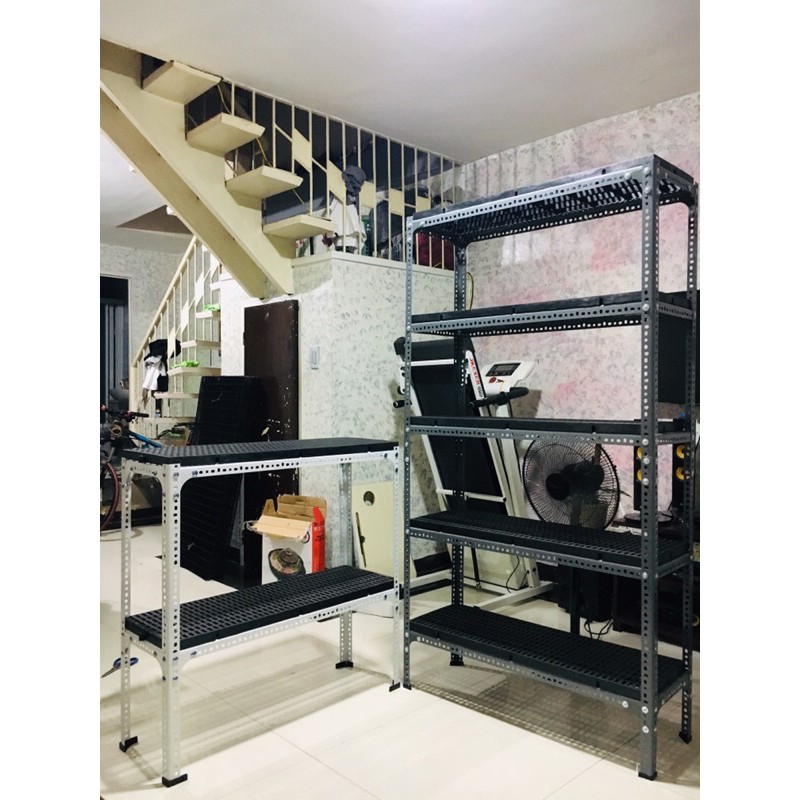 2 / 3 / 4 / 5 Layer Storage Rack Steel Slotted Angle Shelf Shopee