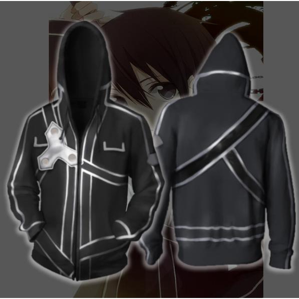 Kirito Jacket Anime Sword Art Online Cosplay Hoodies Men and Women 3d