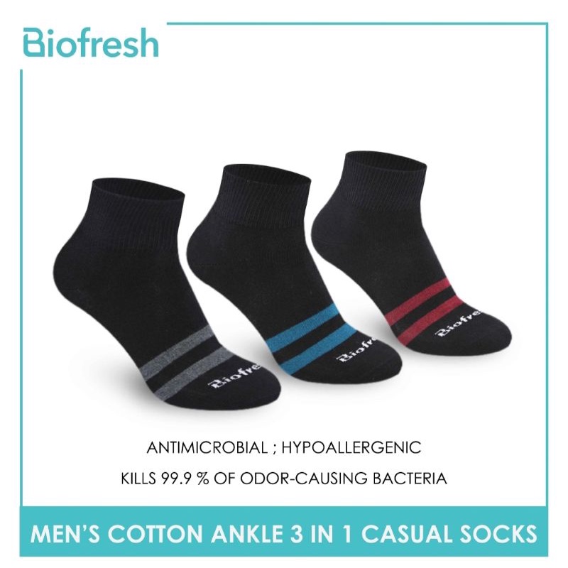 Biofresh Men's Cotton Ankle Lite Casual Socks 3 pairs in a pack RMCS14
