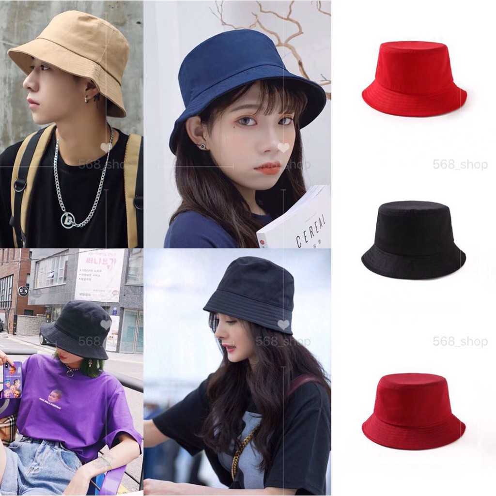 Korean Fashion Plain Bucket Hat Unisex Shopee Philippines