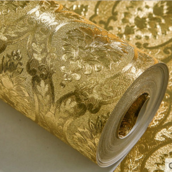 10m! Wallpaper Luxury Classic Gold Wallpaper Roll Relief Damask Glitter