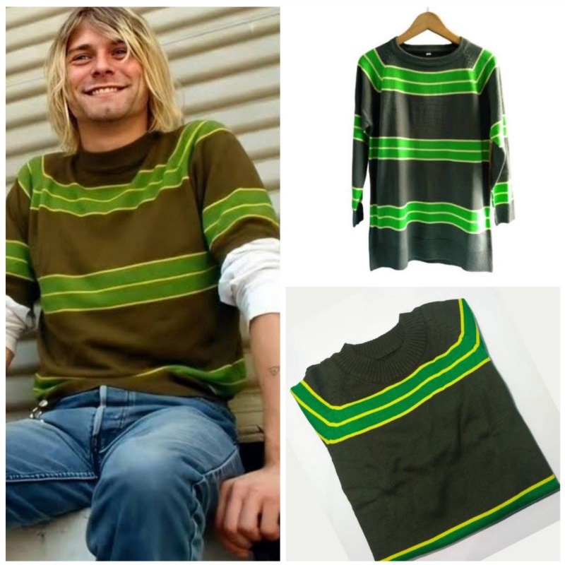 Kurt Cobain Black And White Striped Shirt