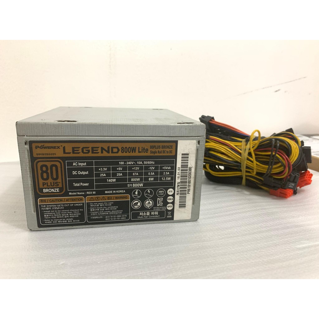 True Rated Power Supply 800 watts Powerex Legend Lite 80+ Bronze