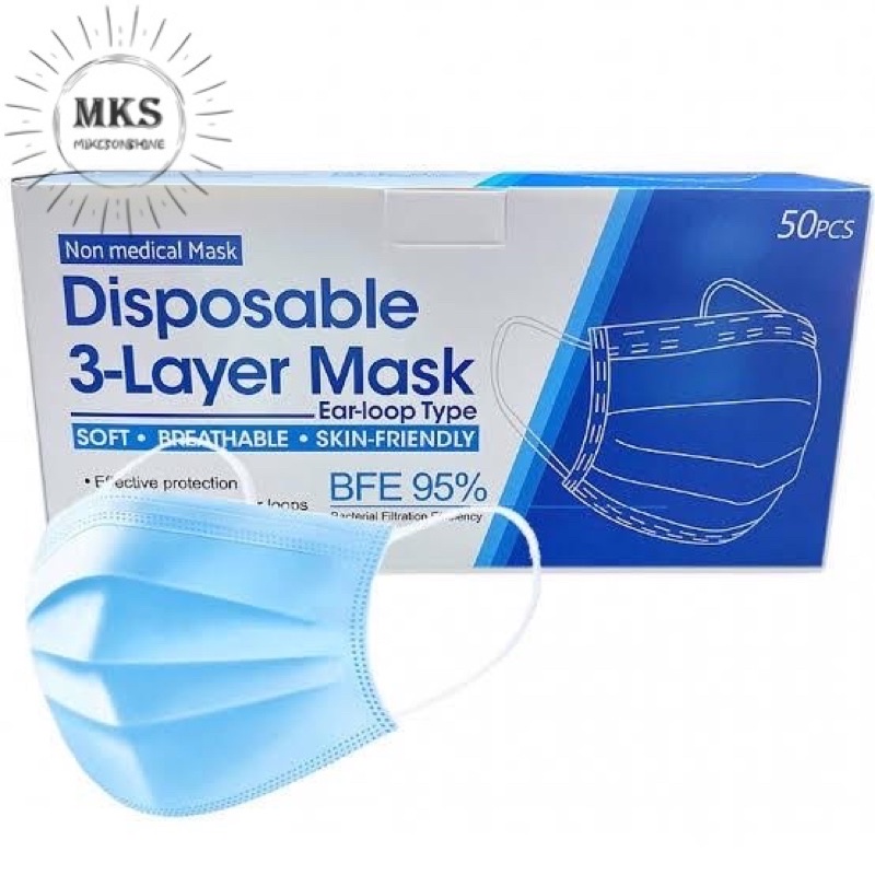 50pcs Disposable 3layers Mask With Box EarLoop Type Shopee Philippines