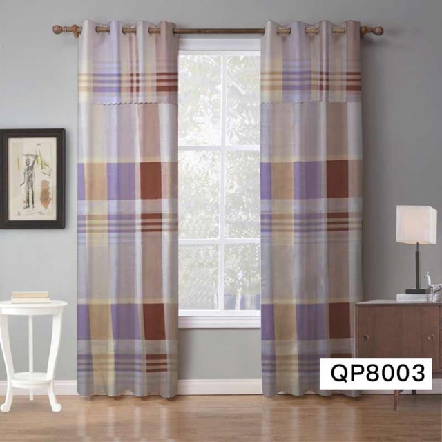 COD Sale Fresh Kurtina Cotton Curtain Chekered Design Window Home Decor