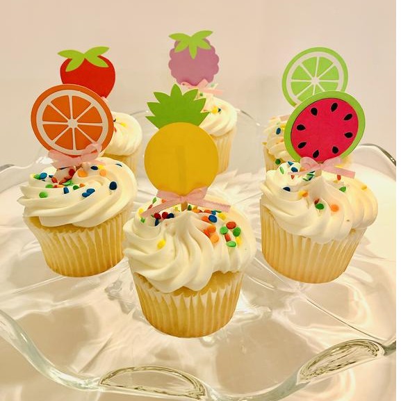 SET OF 6 Fruit Cupcake Toppers 6 pcs / pack Cute cupcake toppers Party