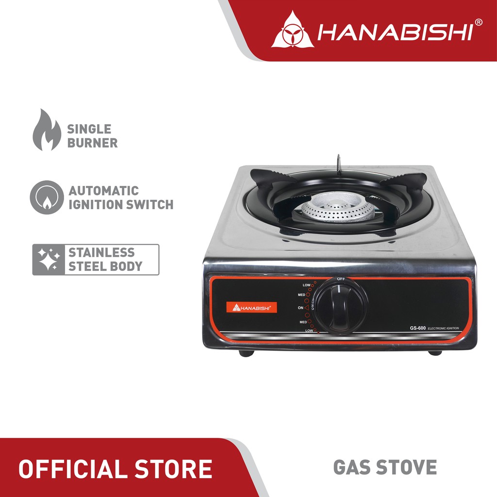Hanabishi Single Burner Gas Stove GS600 Stainless Top, Single Jet