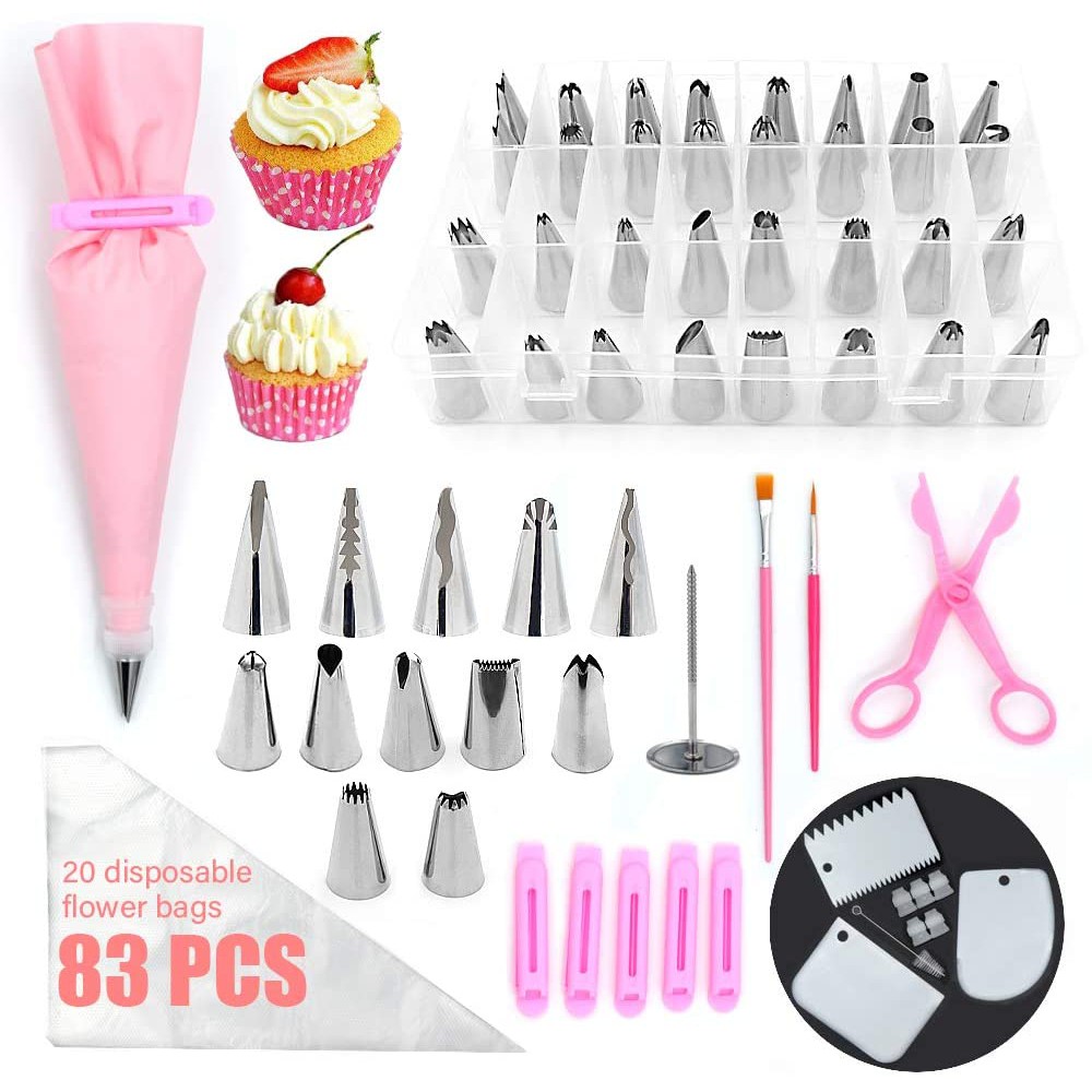 VeroBene 83 Pcs Cake Decorating Set Baking Supplies Icing Tips Frosting