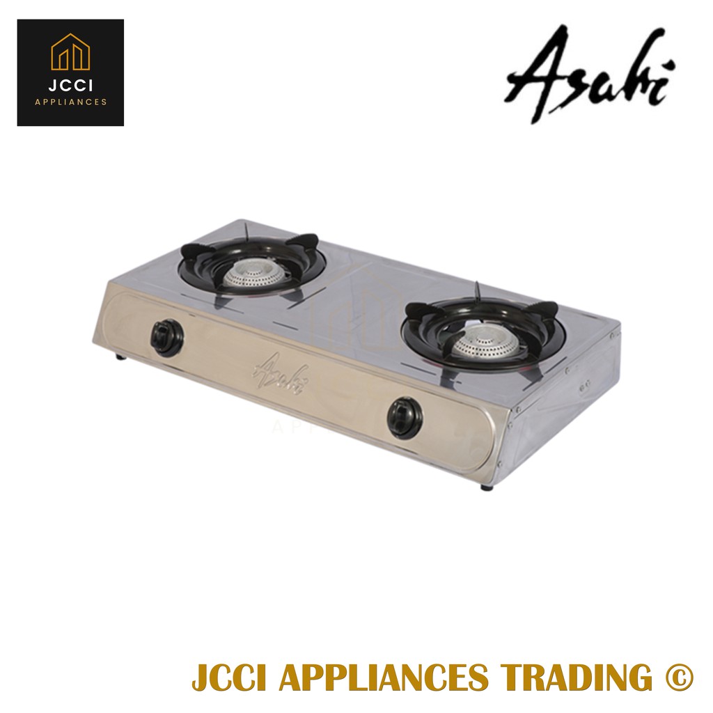 Asahi Gas Stove Double Burner Stainless Steel With Free LPG Hose and