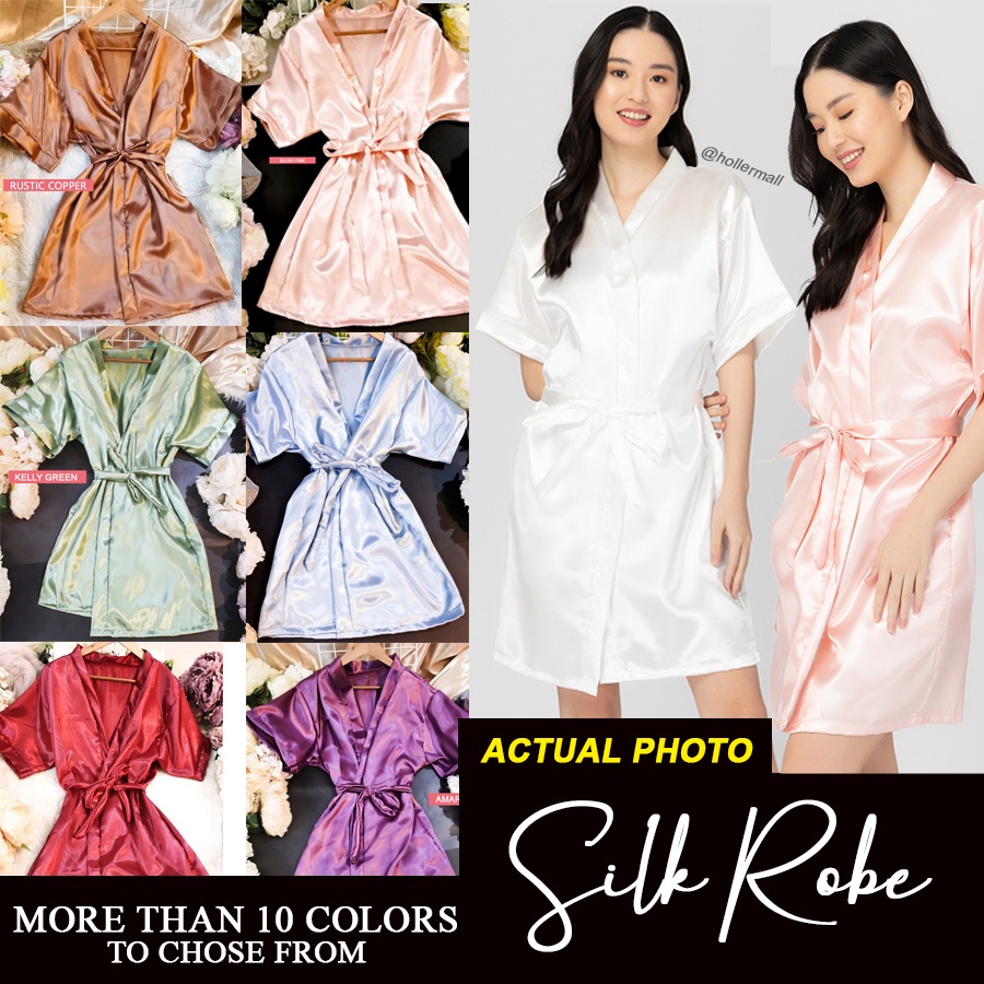 Premium Soft Thick Silk Robe Silk Sleepwear Wedding Bridal Hollermall SilkRobe hollermall