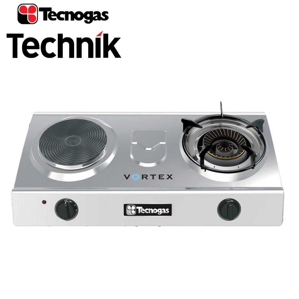 Tecnogas One gas burner + One electric hotplate GS110BCSS ( Stainless