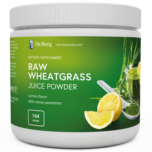 Dr. Berg Raw Organic Wheatgrass Juice Powder Supplement Lemon Flavor