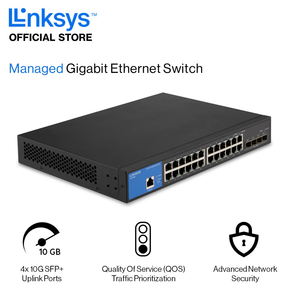 LINKSYS BUSINESS 24PORT MANAGED GIGABIT SWITCH WITH 4 10 GB