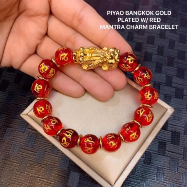 PIYAO BANGKOK GOLD PLATED W/ RED MANTRA CHARM BRACELET Shopee Philippines