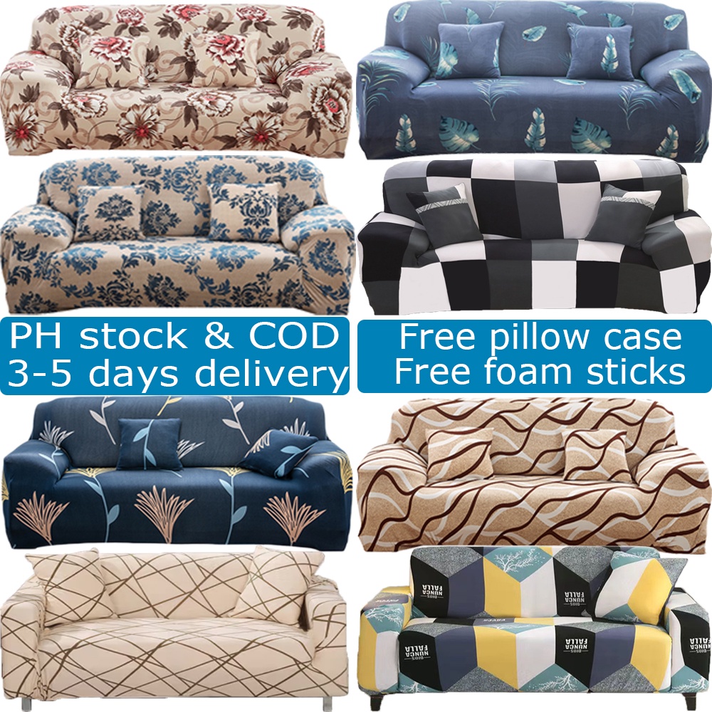 [PH STOCK & COD]Elastic Sofa Cover Regular L Shape Stretchable 1/2/3/4