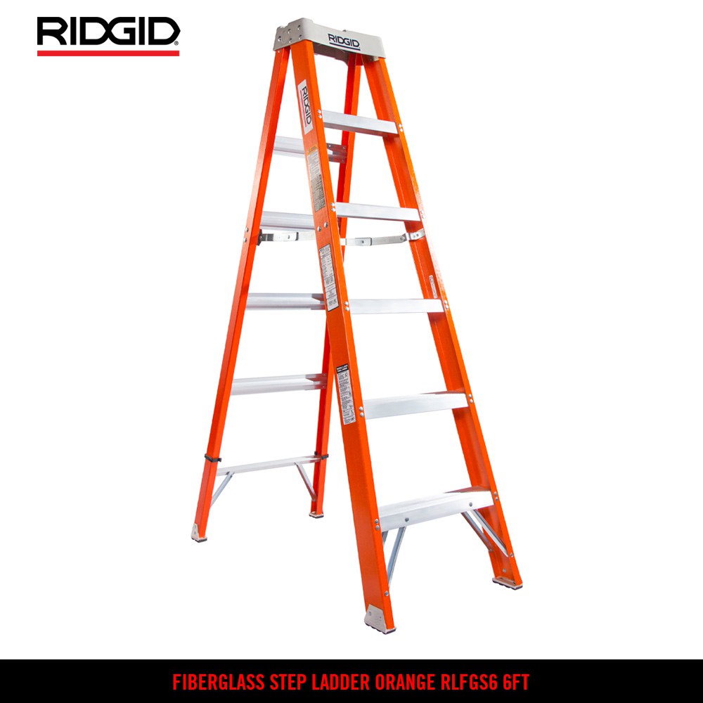 RIDGID FIBERGLASS STEP LADDER ORANGE RLFGS6 6FT Shopee Philippines