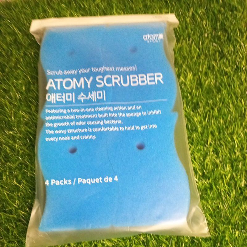 Atomy Multipurpose Antibacterial Scrubber Scrub Sponge Stainless 4pcs in 1pack Shopee