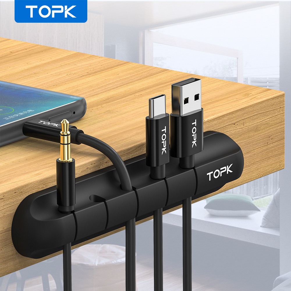 TOPK L16 Cable Organizer Silicone USB Cable Winder Desktop Tidy