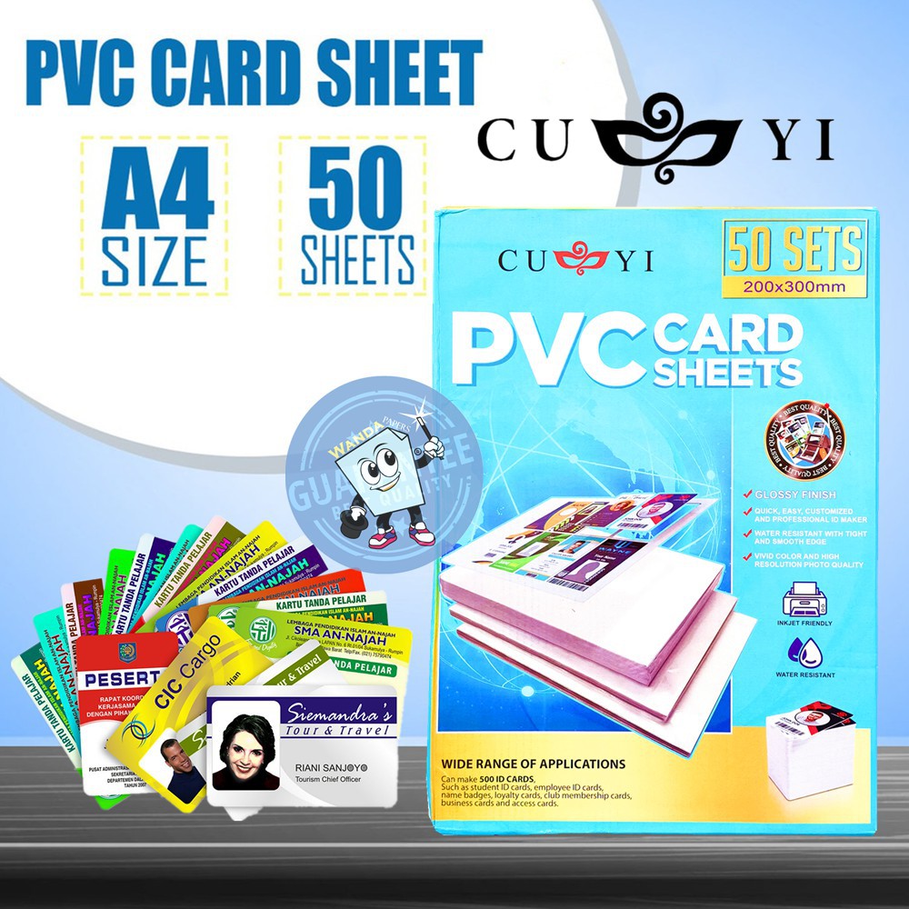 CUYI PVC SHEET A4 FOR PVC ID CARD [50 SSETS] GLOSSY OUTPUT Shopee