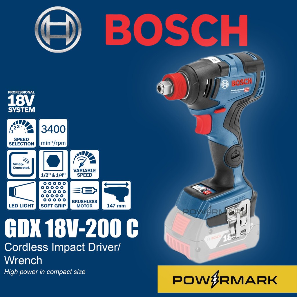 BOSCH GDX 18V200 C Cordless Impact Driver/Wrench (Solo Tool