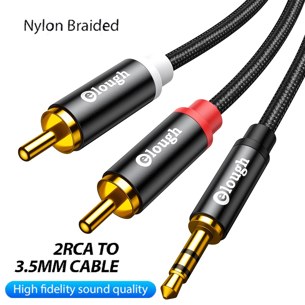 Aluminum Alloy 3.5mm to 2RCA Audio Cable 3.5mm Jack to 2RCA Male Splitter Aux Cable for TV PC