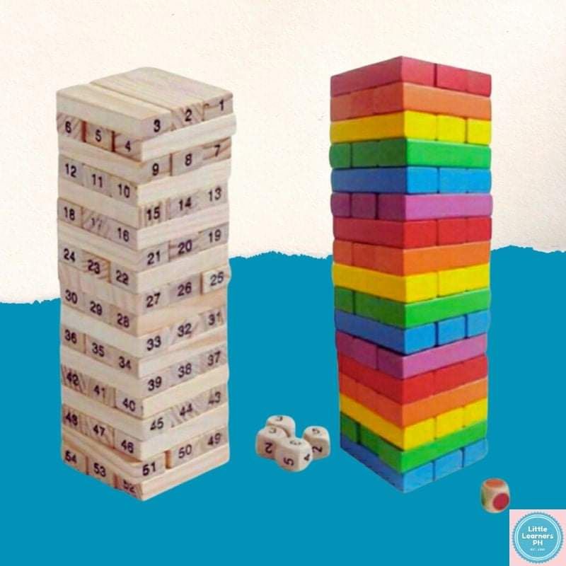 LL 1 set 54 pcs Wooden Jenga / Jengga Toys for Kids (Natural Wood and