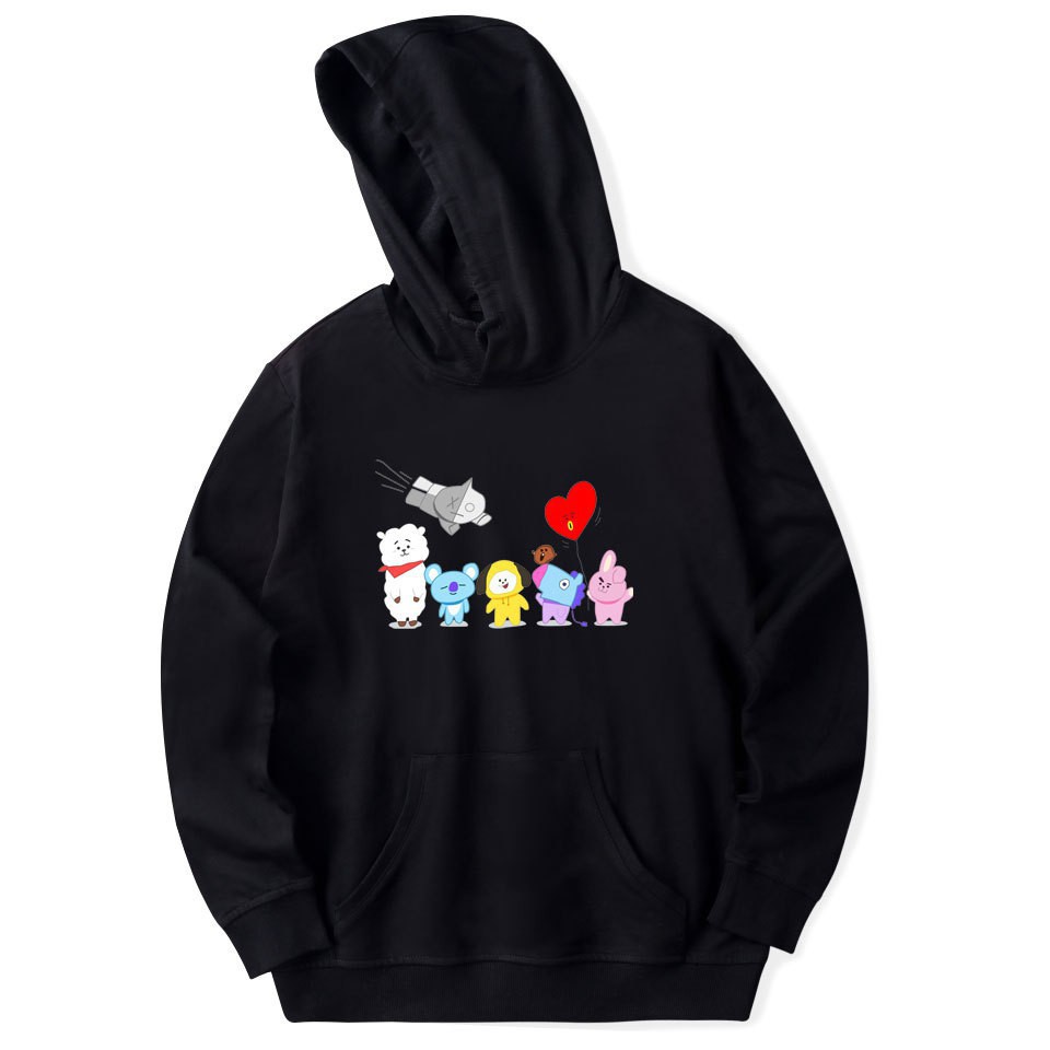 Bts Cartoon Hoodies Q Back Hoodies And Sweatshirts Men