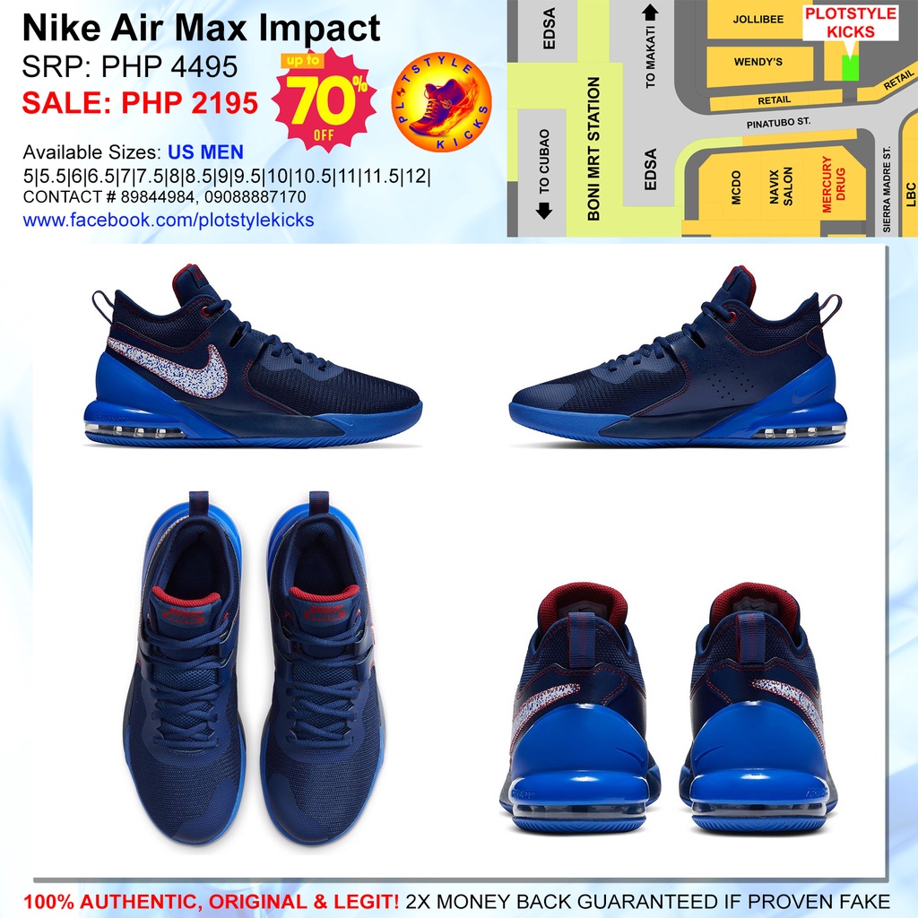 Nike Air Max Impact Basketball Shoes Blue Void Shopee Philippines