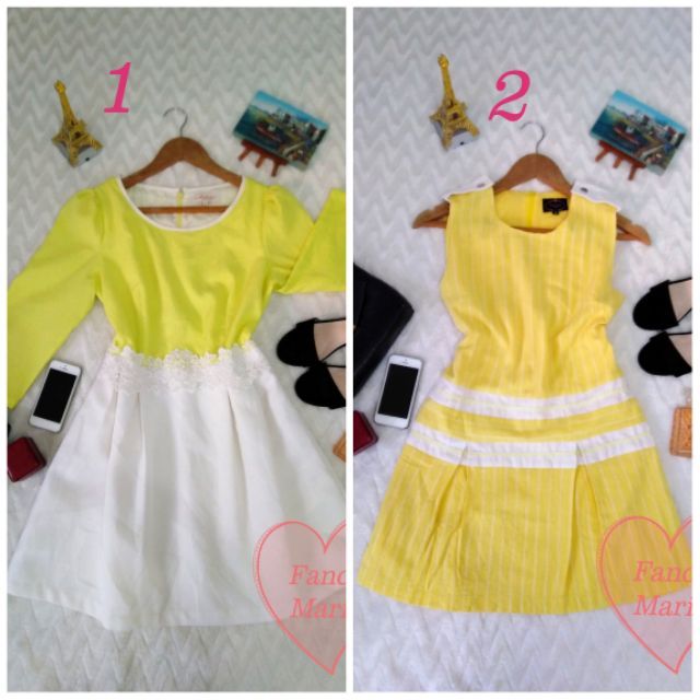 Korean Dresses Yellow (Preloved) Shopee Philippines