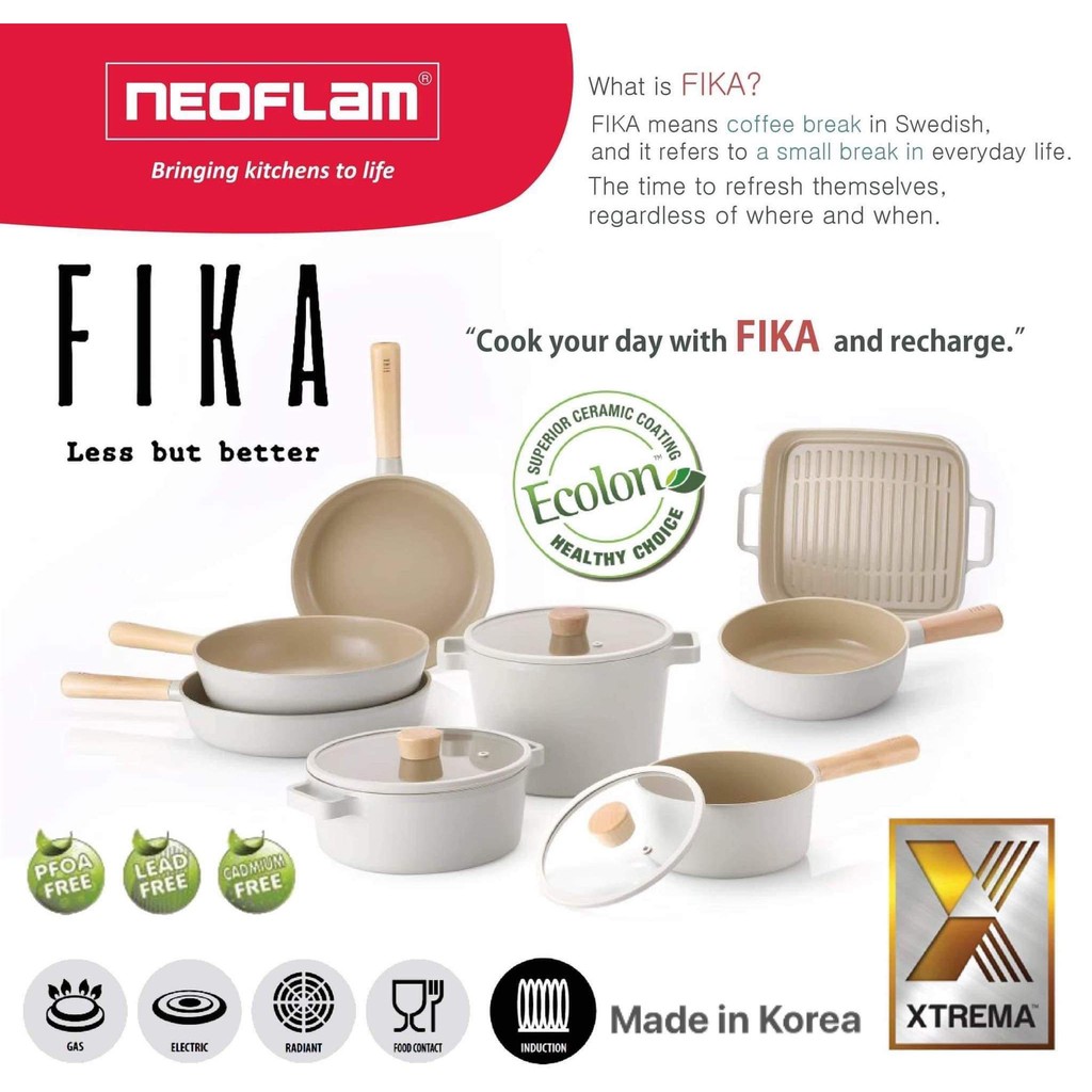 Neoflam Fika Cast Iron NonStick Pots and Pans Induction ready Shopee
