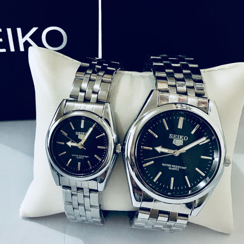SEIKO Water Resist COUPLE silver stainless steel watchi Shopee
