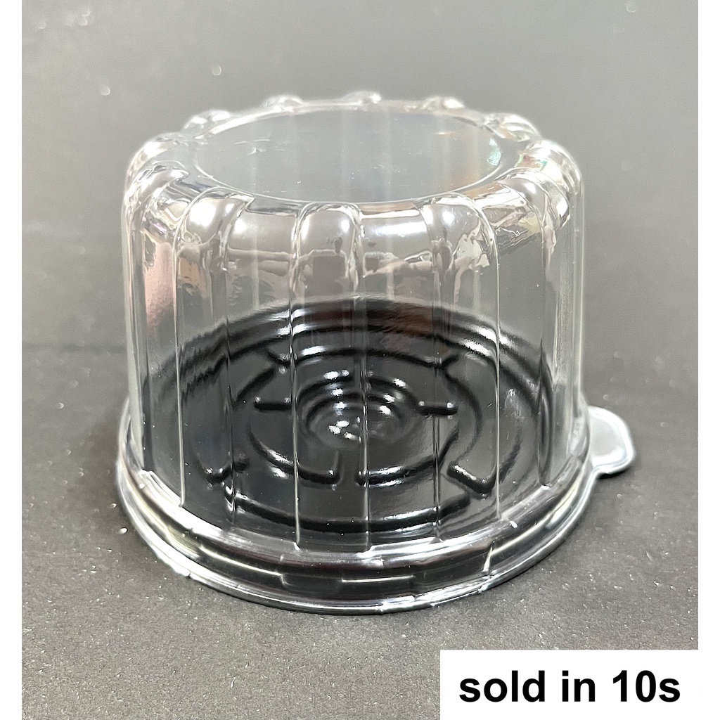 [10 pcs.] RO3 round transparent plastic cupcake container (black body