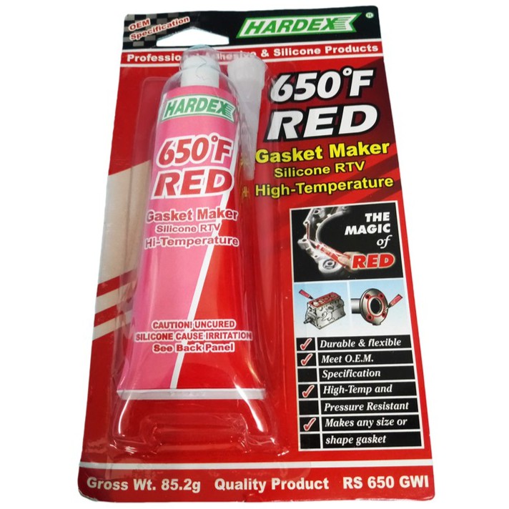 HARDEX gasket maker silicone RTV hi temperature RED 85.2g xde Shopee