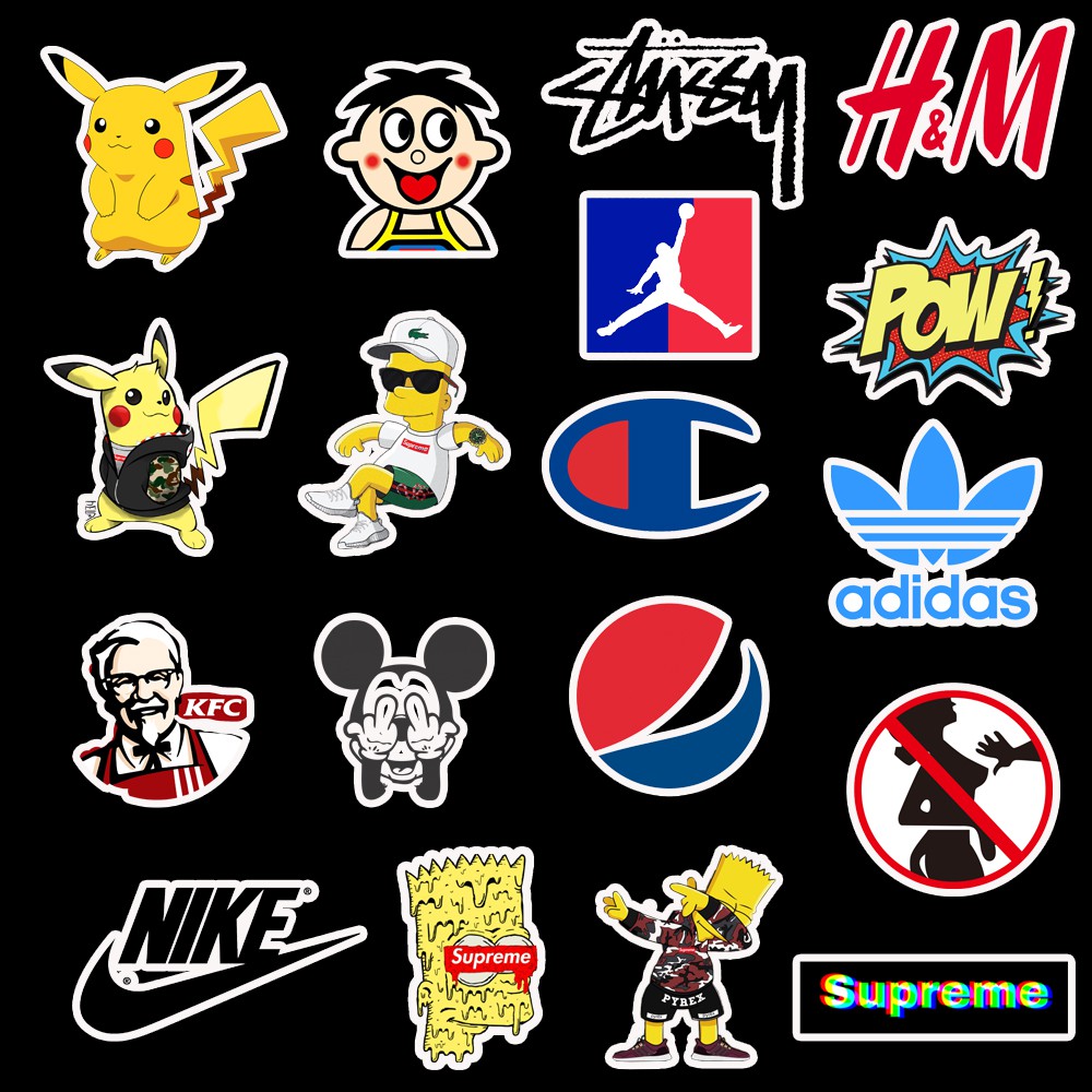 100 PCS World Fashion Brand Waterproof Sticker Skateboarding Snowboard