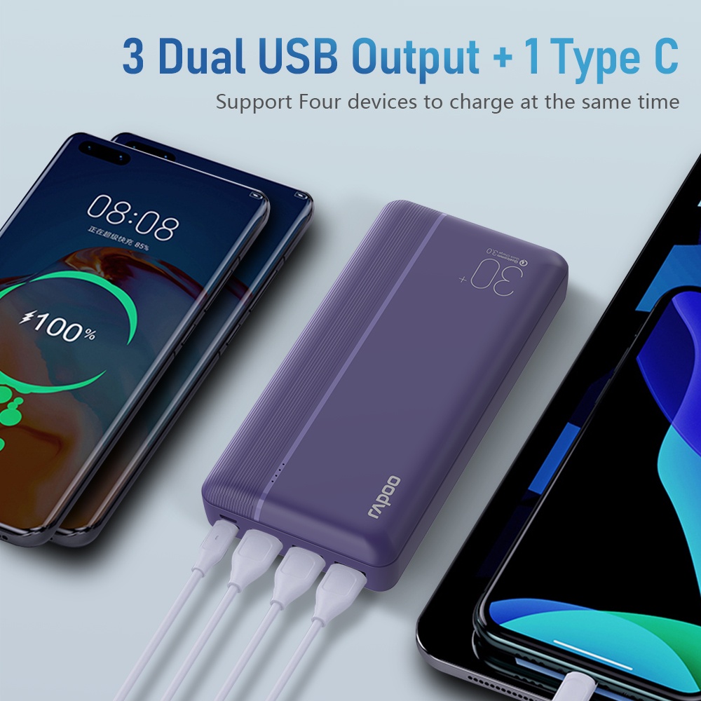 Rapoo WB30pro 30000mAh powerbank Original 22.5W QC3.0 TypeC Super Fast