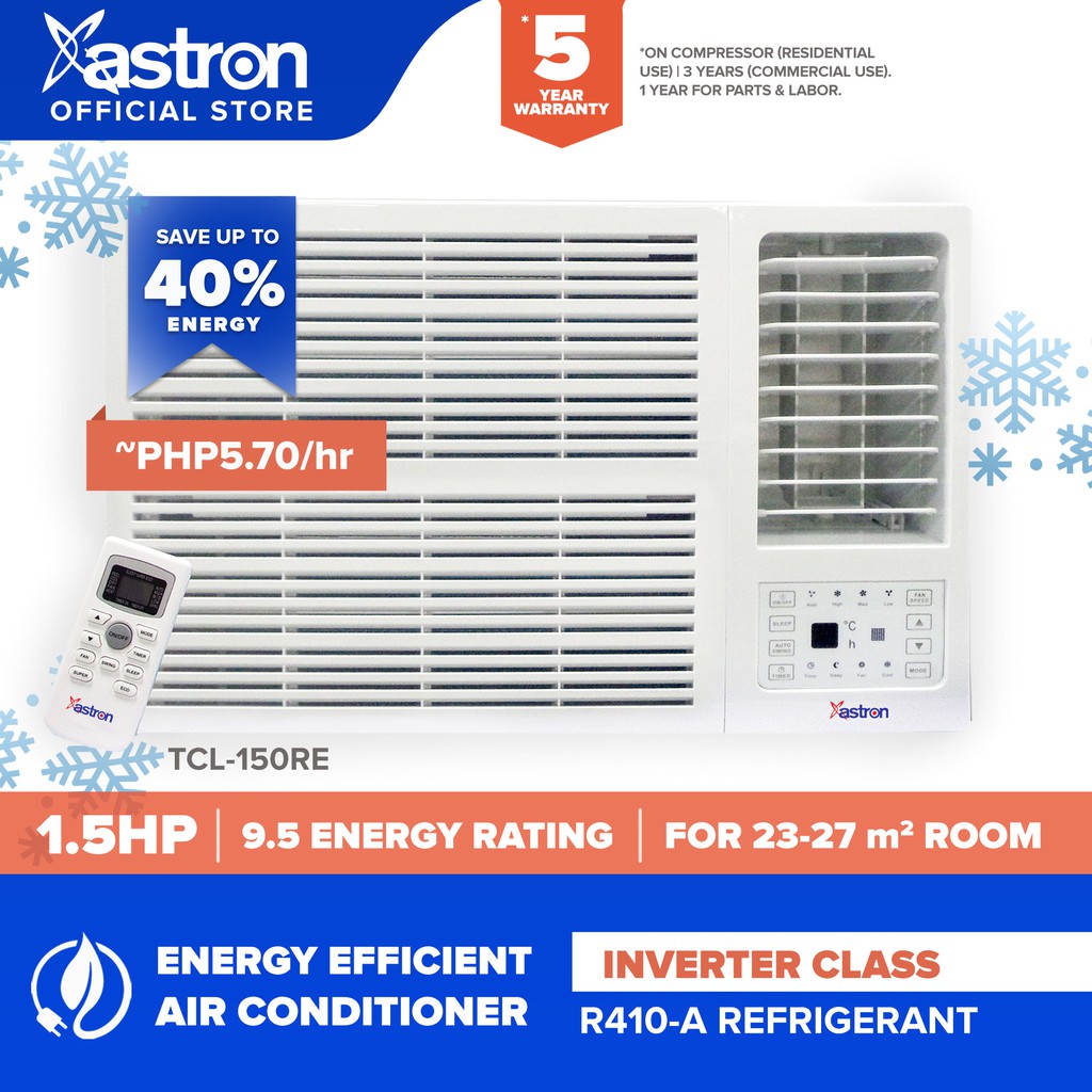 Astron 1.5 HP Inverter Class Aircon with Remote (windowtype air