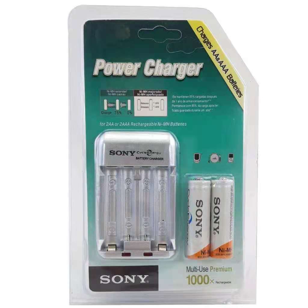 Rechargeable 2A 3A AA and AAA battery charger SONY Compact Charger With Battery with 2pcs