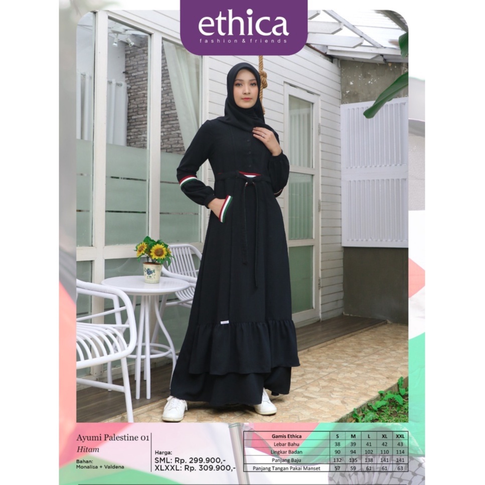 HITAM Ethica GAMIS DRESS BLACK Latest BLACK MUSLIM Clothes ETHICA AYUMI