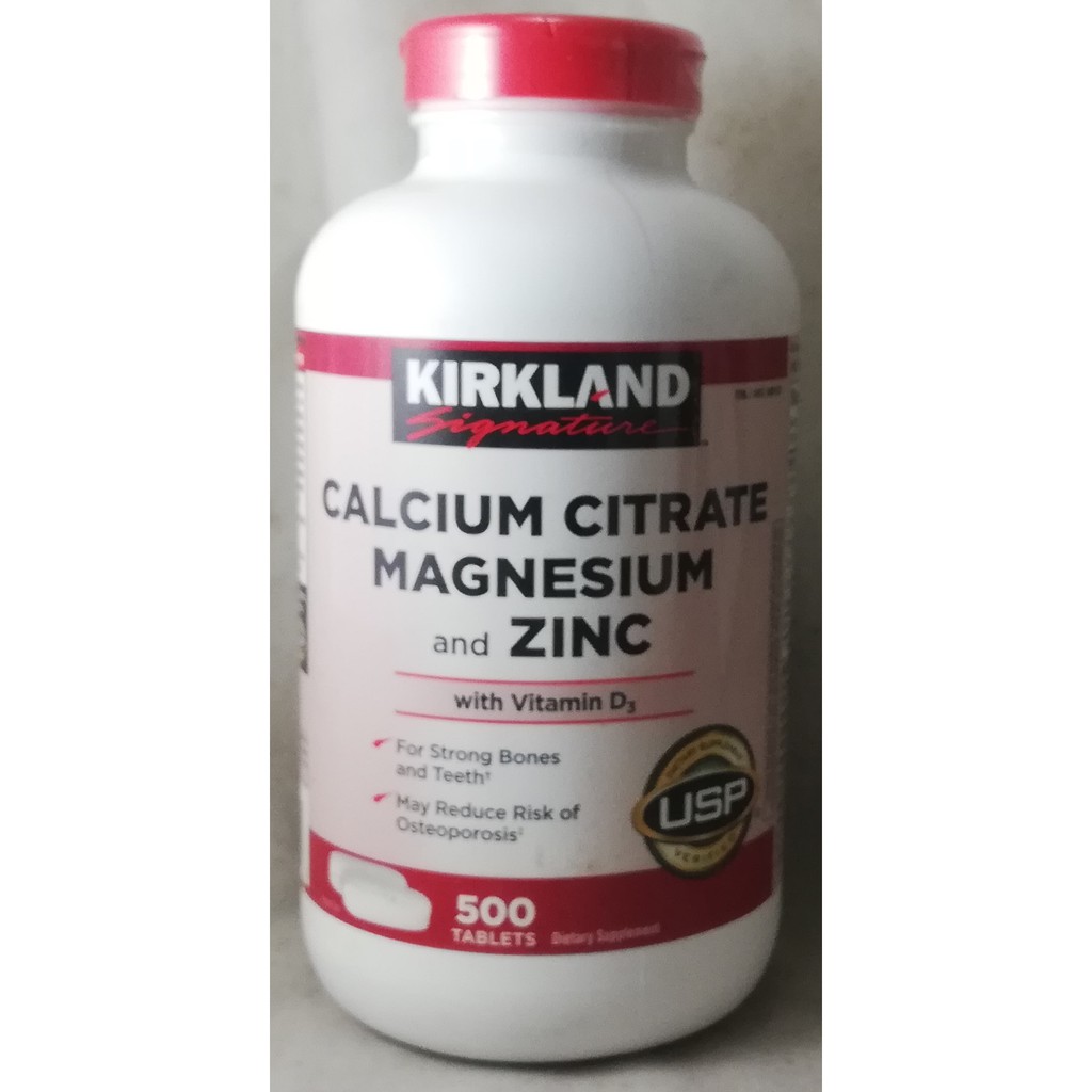 Kirkland Calcium Citrate, Magnesium & Zinc, 500 Tablets 9/2024 Shopee
