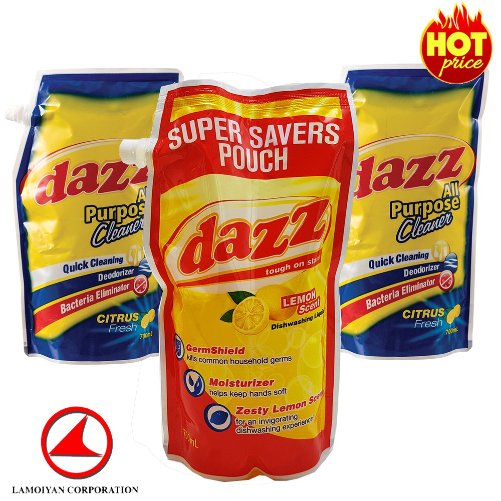 2pcs.Dazz All Purpose Cleaner + 1pc.Dishwashing Liquid Lemon Shopee