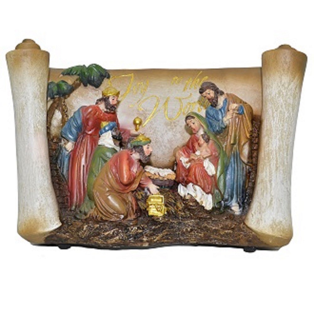 040 Bo Fiber Optic And Colorful Lit Musical Christmas Village Nativity