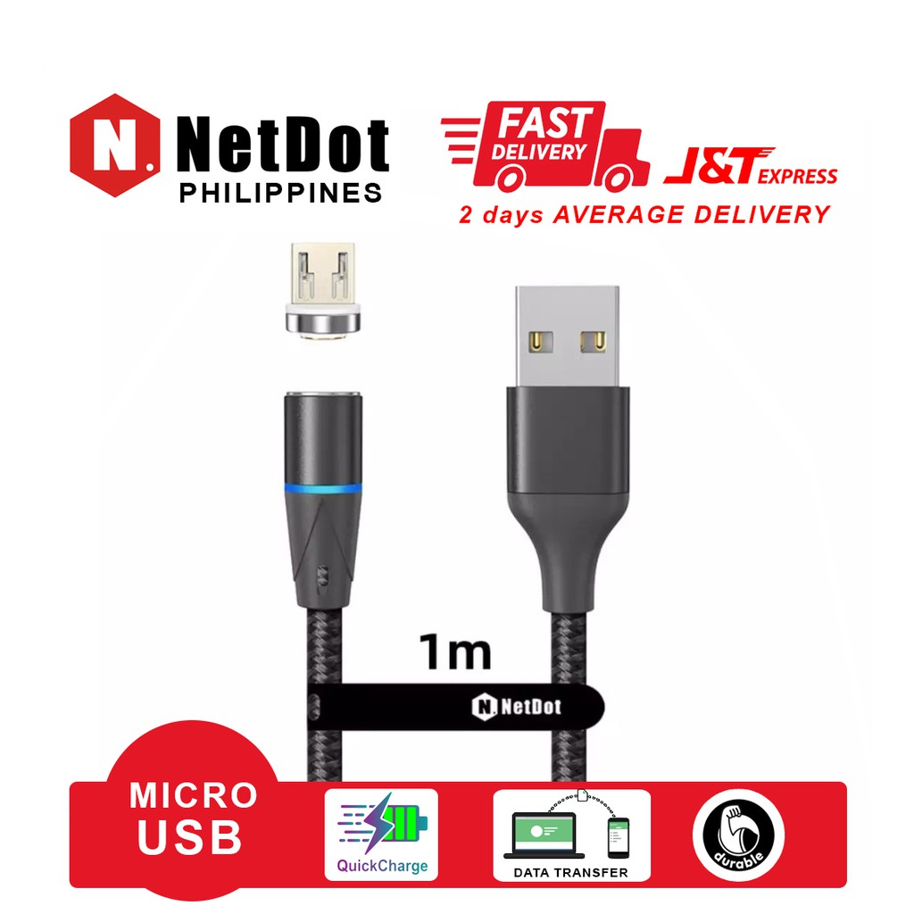 NetDot Charger Cable 5A BLACK 1M Microusb Type C Lightning