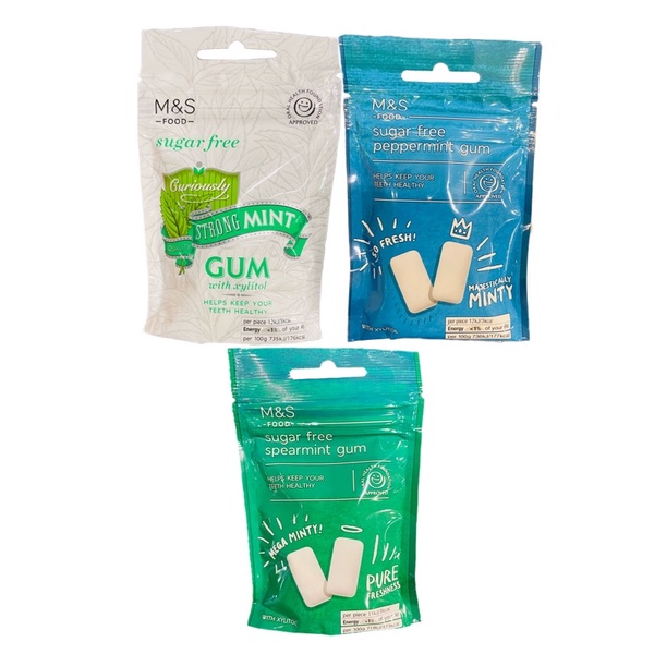 M&S Sugar Free Strong Mint Gum Spearmint Peppermint 27g Shopee