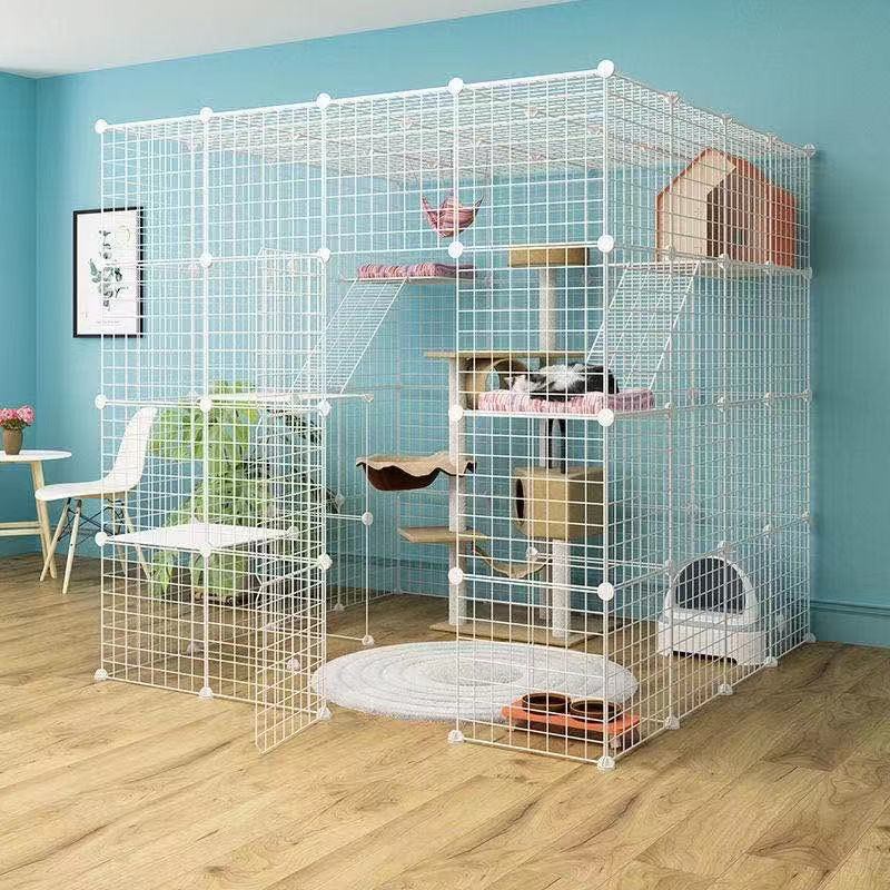 Stackable Pet Dog Cat Rabbit Cage Game Fence White Free