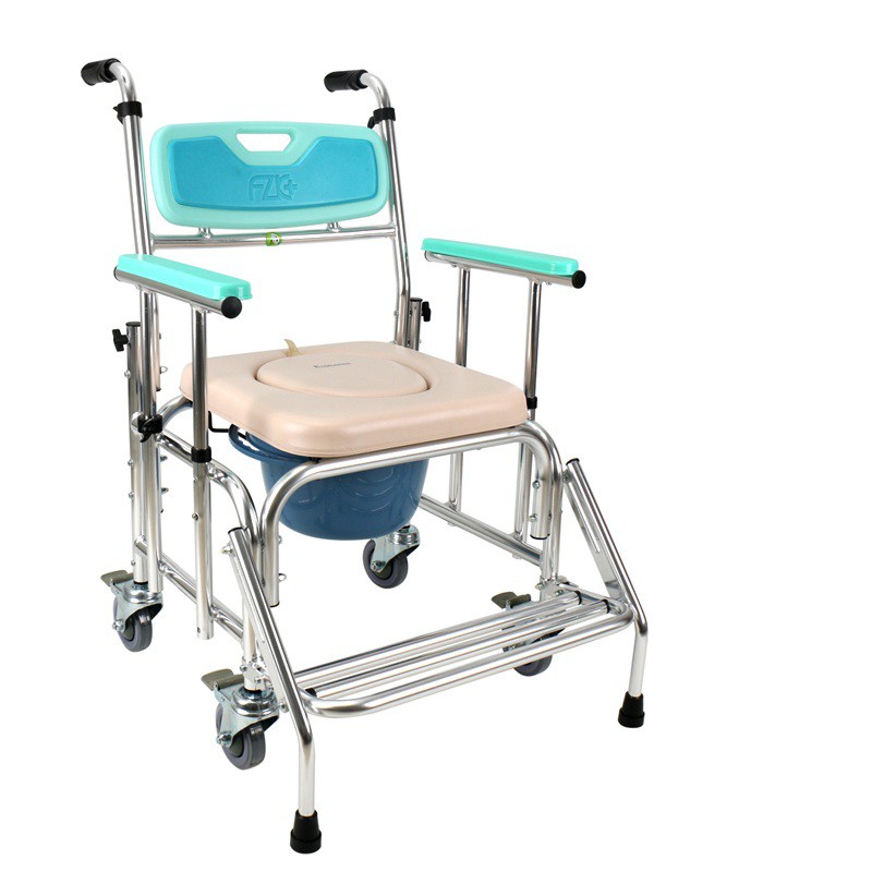 Wheelchairs Disabled Wheeled Potty Seat Adjustable Armrest Toilet Chair