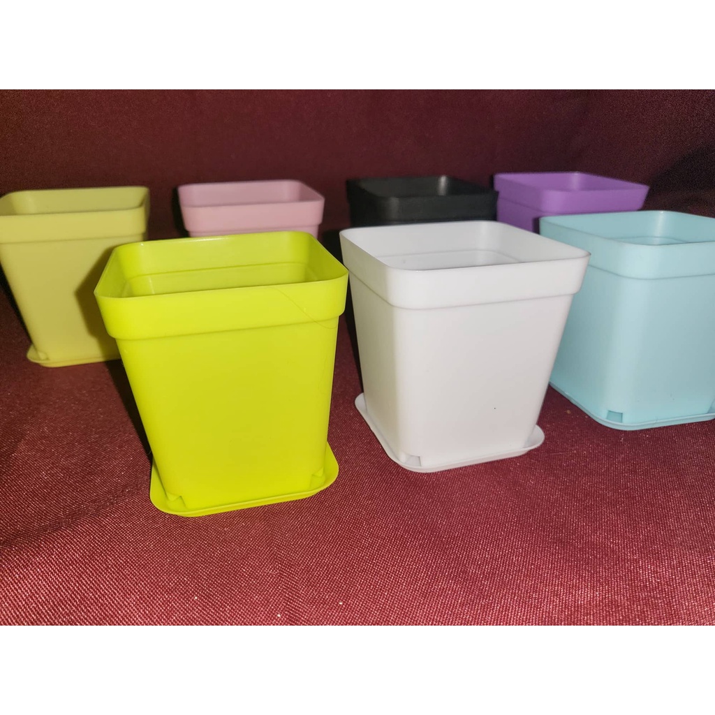 10 pesos colorful cute pots w/ plate pots for plants succulent